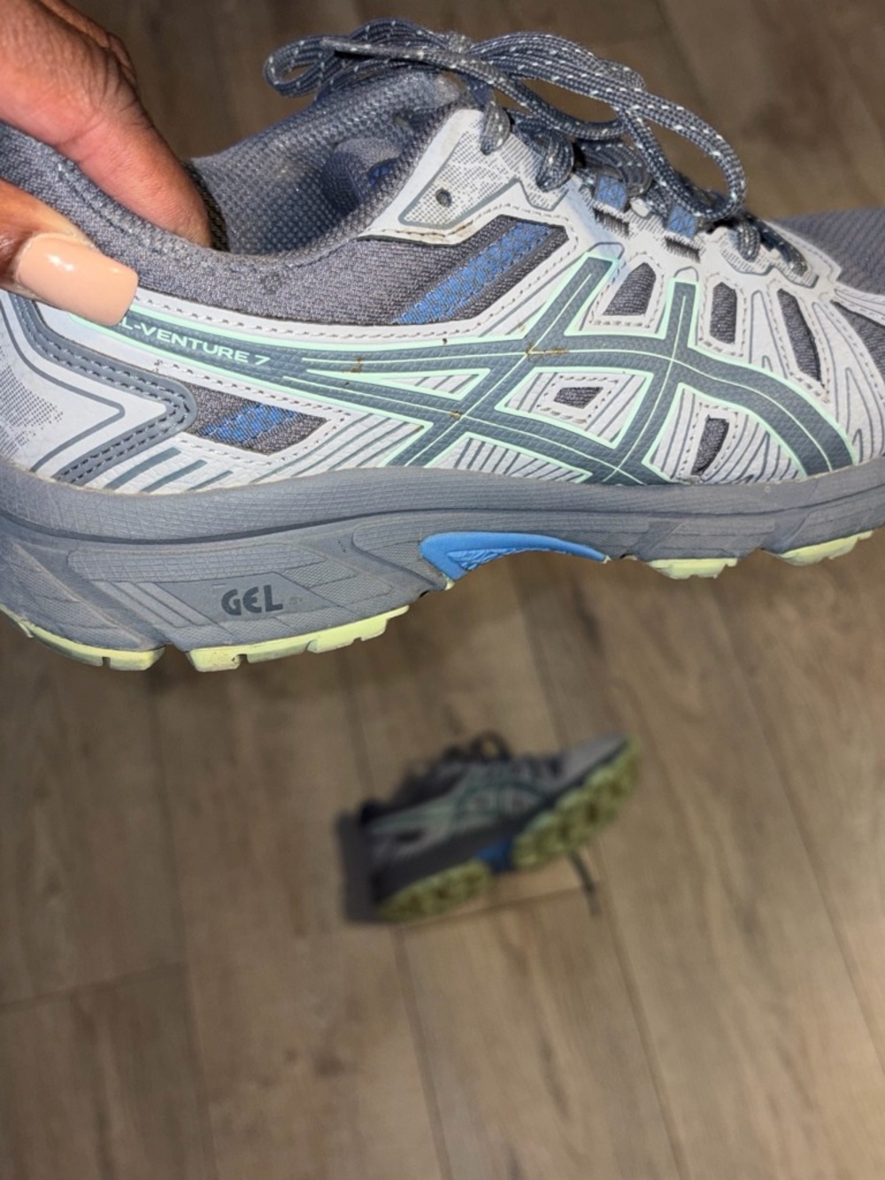 Asics Gray and Light Blue Women's Gel-Venture 7 Sneakers